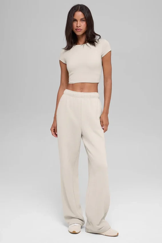 Alosoft Crop Finesse kortärmat – benvit