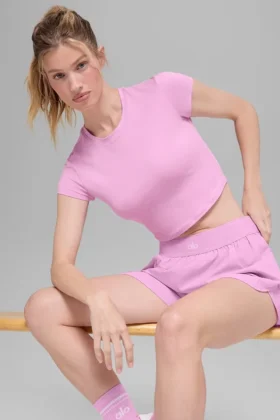 Alosoft Crop Finesse kortärmat – Candy Heart Pink