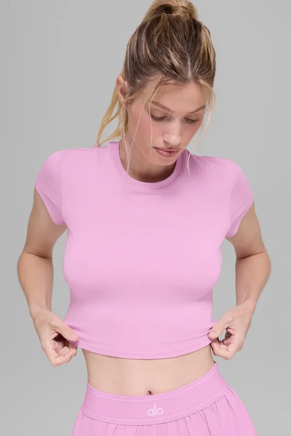 Alosoft Crop Finesse kortärmat – Candy Heart Pink