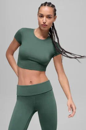 Alosoft Crop Finesse kortärmat – klövergrön