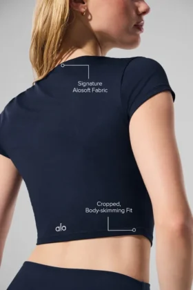 Alosoft Crop Finesse kortärmat – marinblå