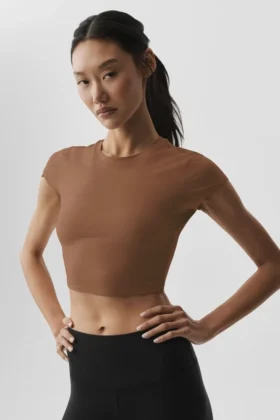 Alosoft Crop Finesse kortärmat – solkysstbrun