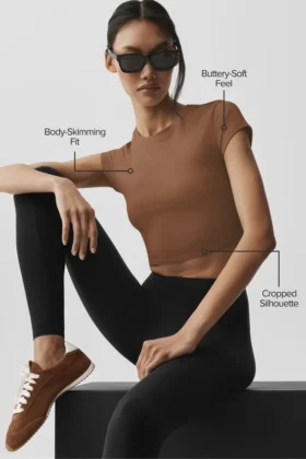 Alosoft Crop Finesse kortärmat – solkysstbrun