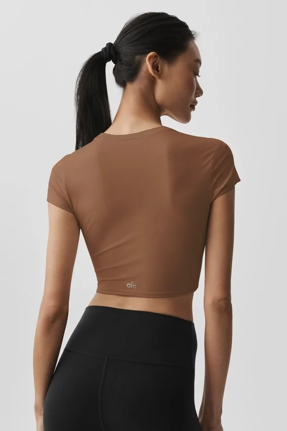 Alosoft Crop Finesse kortärmat – solkysstbrun