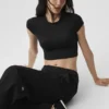 Alosoft Crop Finesse kortärmat – Svart