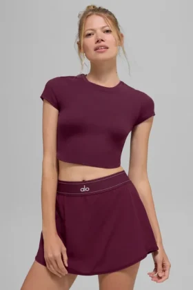 Alosoft Crop Finesse kortärmat – vinröd