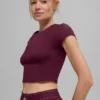 Alosoft Crop Finesse kortärmat – vinröd