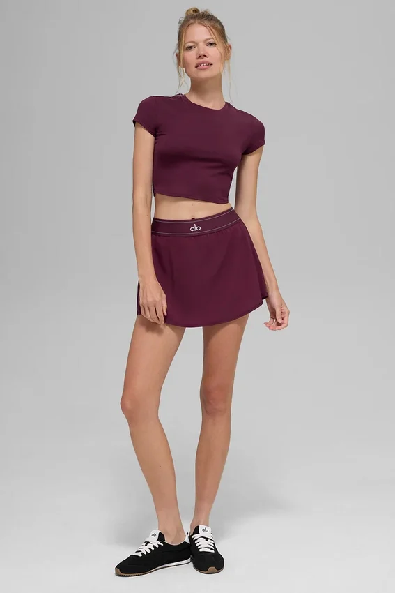 Alosoft Crop Finesse kortärmat – vinröd
