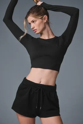 Alosoft Crop Finesse långärmad tröja – svart