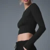 Alosoft Crop Finesse långärmad tröja – svart