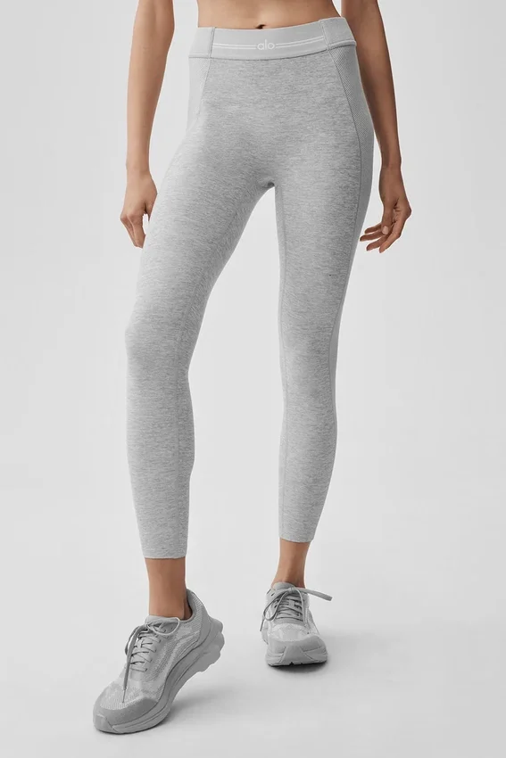 Alosoft High-Waist 7/8 Relay Legging – Athletic Heather Grey/White