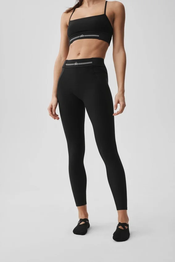 Alosoft High-Waist 7/8 Relay Leggings – svart/vit