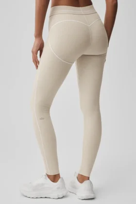 Alosoft High-Waist Heart Throb Leggings – Oatmeal Heather/White