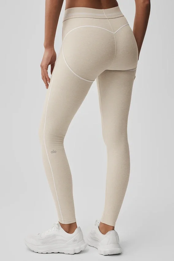 Alosoft High-Waist Heart Throb Leggings – Oatmeal Heather/White