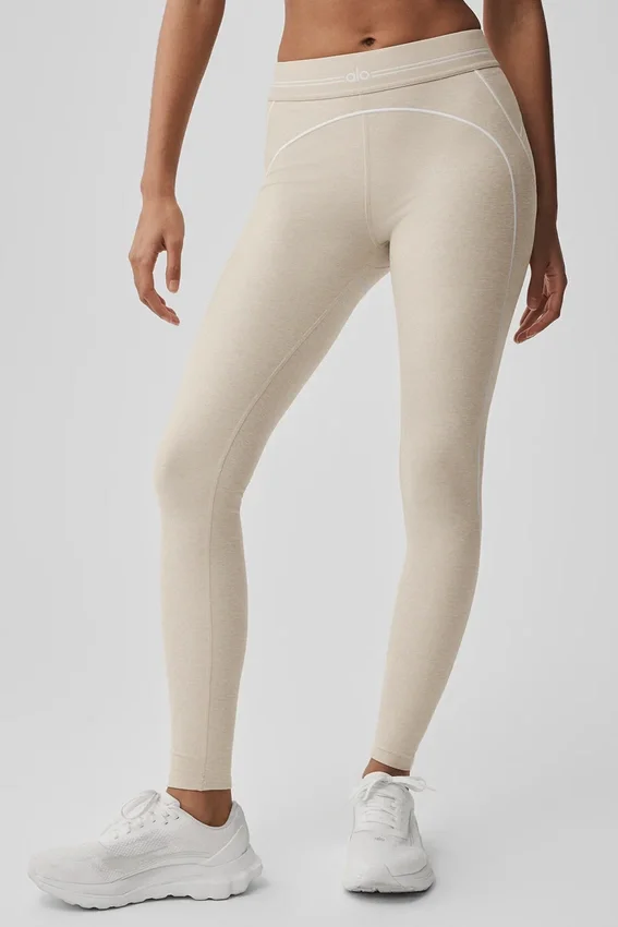 Alosoft High-Waist Heart Throb Leggings – Oatmeal Heather/White