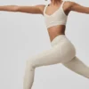 Alosoft High-Waist Heart Throb Leggings – Oatmeal Heather/White