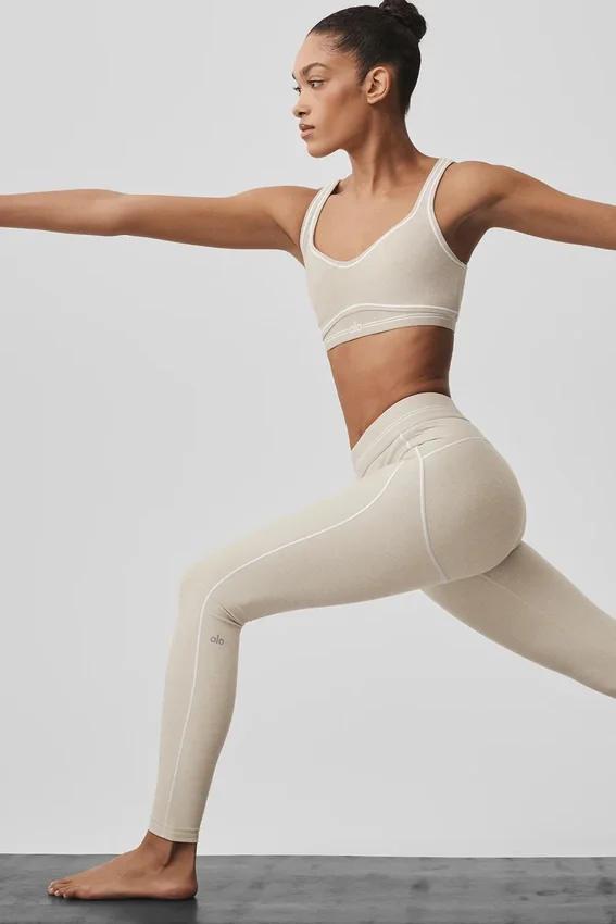 Alosoft High-Waist Heart Throb Leggings – Oatmeal Heather/White