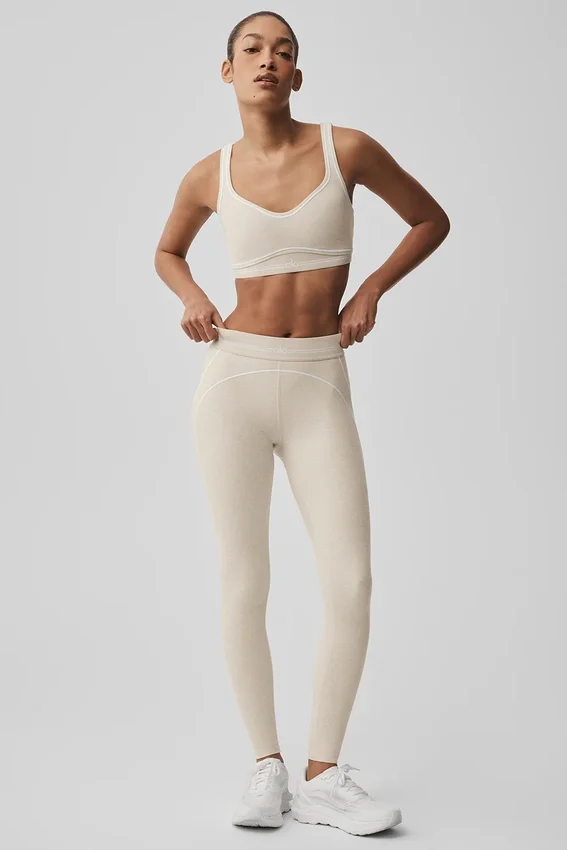 Alosoft High-Waist Heart Throb Leggings – Oatmeal Heather/White