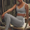 Alosoft High-Waist Leggings with Heart Pattern – Athletic Heather Grey/White