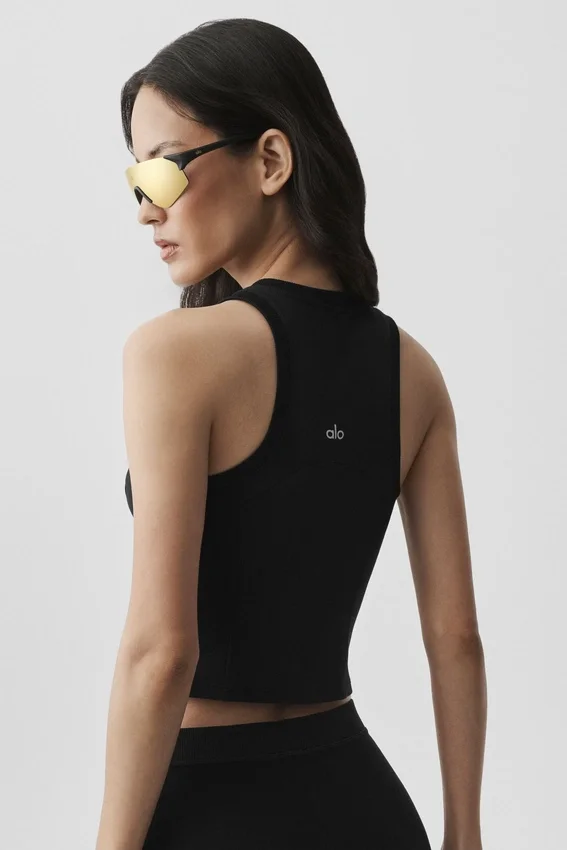 Alosoft Level up Full Zip Tank – Svart