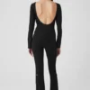 Alosoft Melody hel lång bootcut-Onesie – svart