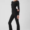 Alosoft Melody hel lång bootcut-Onesie – svart