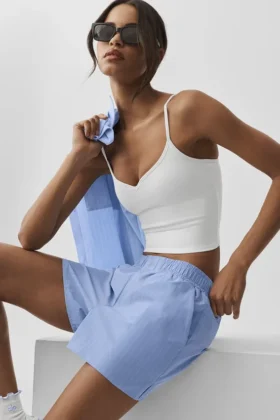 Boxershorts med smala ränder – ljus provenceblå/vit