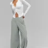 Breezy byxor med vida ben (långa) – Lunar Grey