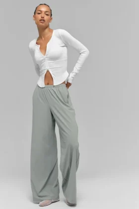 Breezy byxor med vida ben (långa) – Lunar Grey