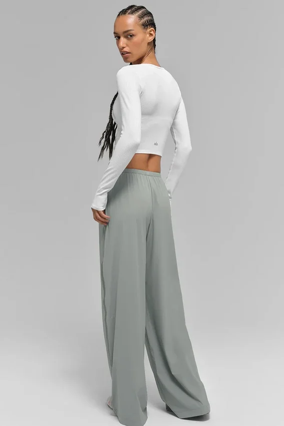 Breezy byxor med vida ben (långa) – Lunar Grey