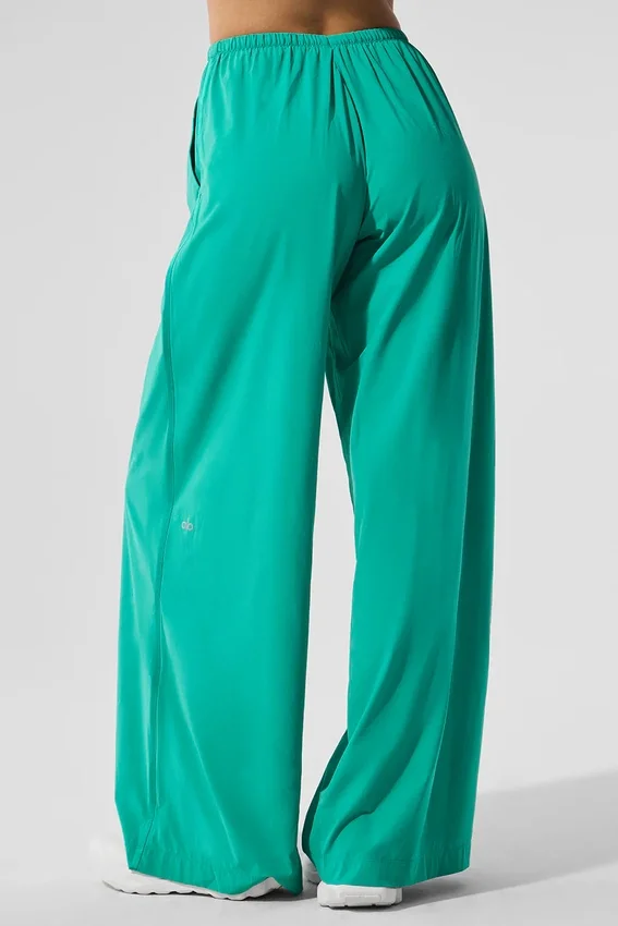 Breezy byxor med vida ben (långa) – Spruce Green