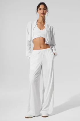 Breezy byxor med vida ben (långa) – White