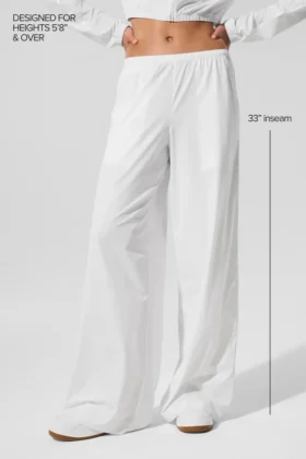 Breezy byxor med vida ben (långa) – White