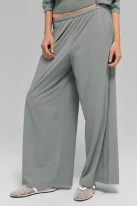 Breezy Wide Leg Byxor (Regular) – Lunar Grey