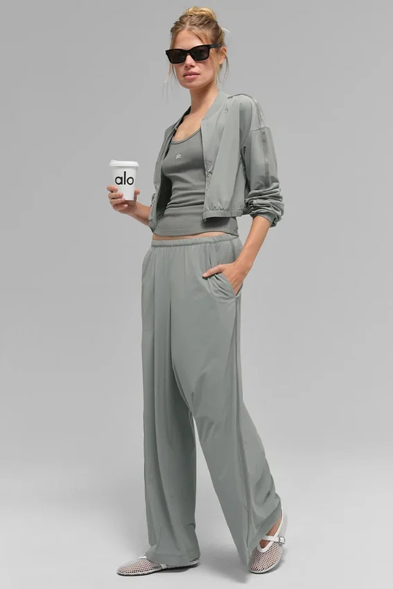 Breezy Wide Leg Byxor (Regular) – Lunar Grey