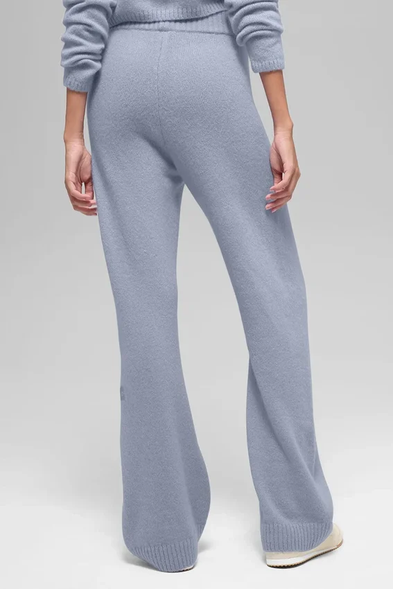 Byxor i ull och kashmir med High-Waist och vida ben – New Class – Winter Frost