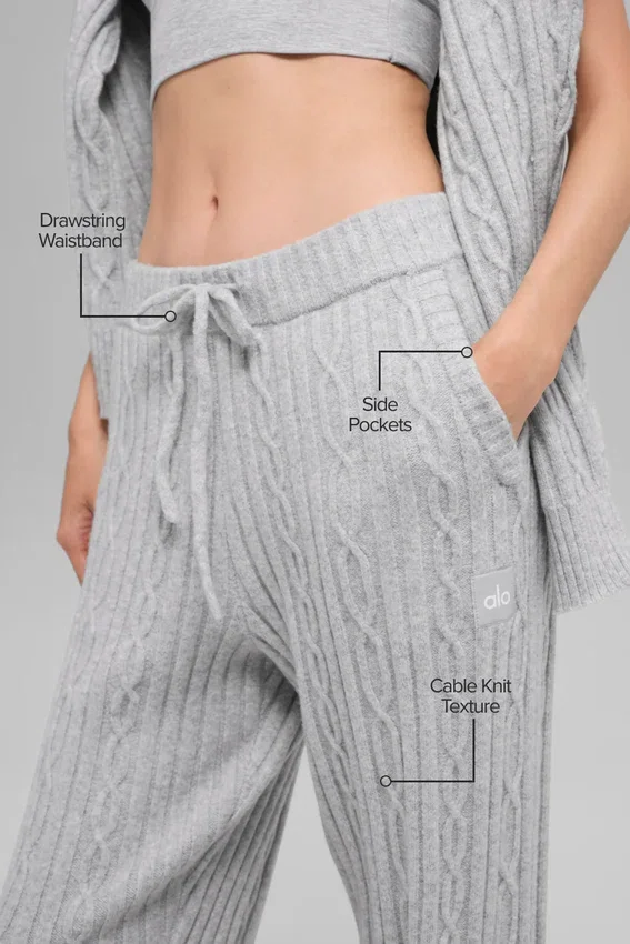 Cable Knit Winter Bliss-byxor – Athletic Heather Grey