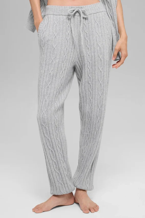 Cable Knit Winter Bliss-byxor – Athletic Heather Grey