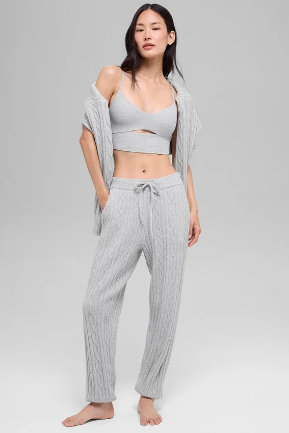 Cable Knit Winter Bliss-byxor – Athletic Heather Grey