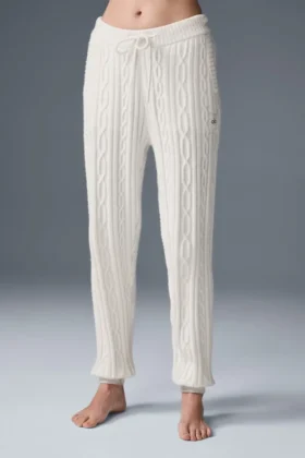 Cable Knit Winter Bliss-byxor – elfenben