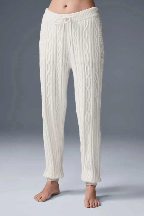 Cable Knit Winter Bliss-byxor – elfenben