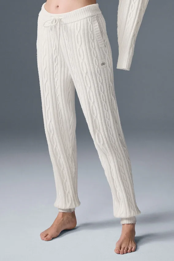 Cable Knit Winter Bliss-byxor – elfenben