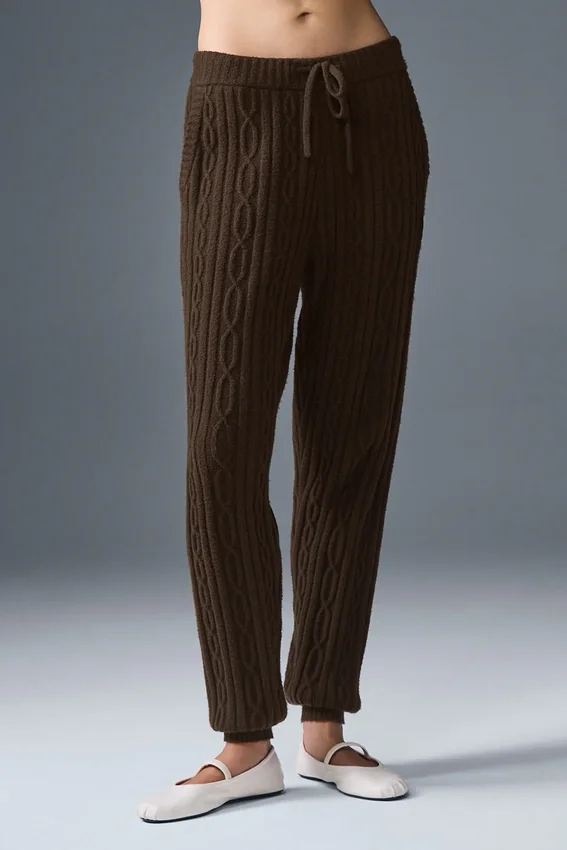 Cable Knit Winter Bliss-byxor – Espresso