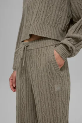 Cable Knit Winter Bliss-byxor – ljus kakao