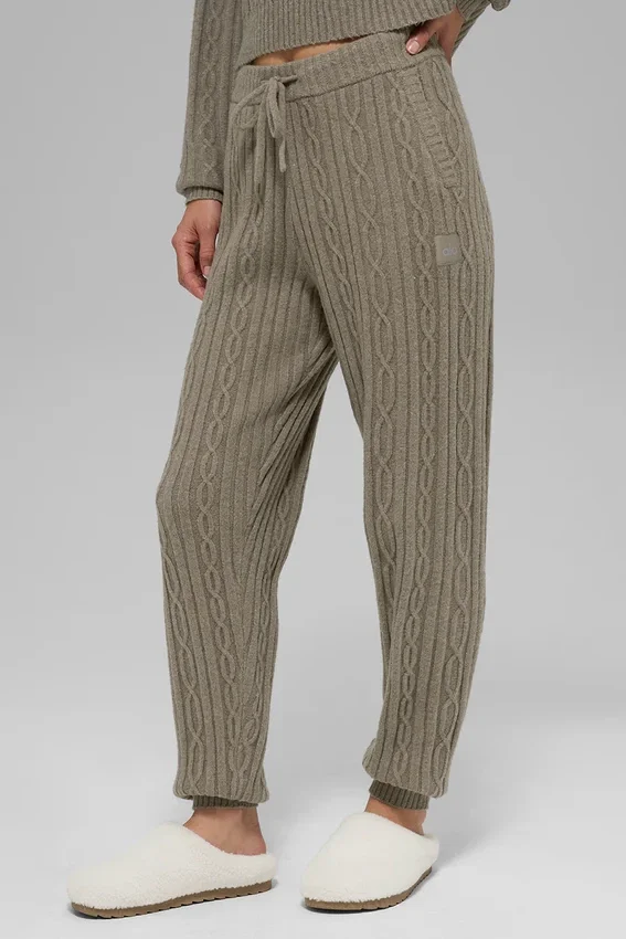 Cable Knit Winter Bliss-byxor – ljus kakao