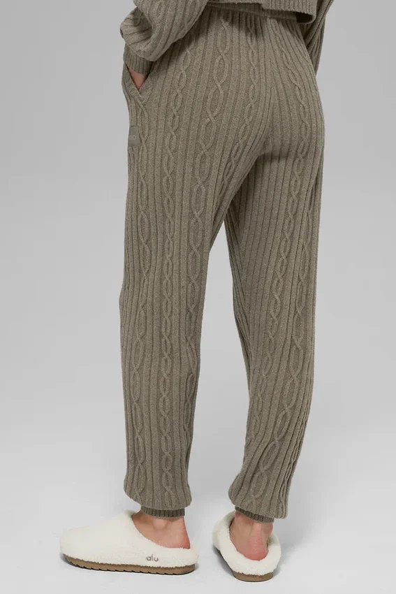 Cable Knit Winter Bliss-byxor – ljus kakao