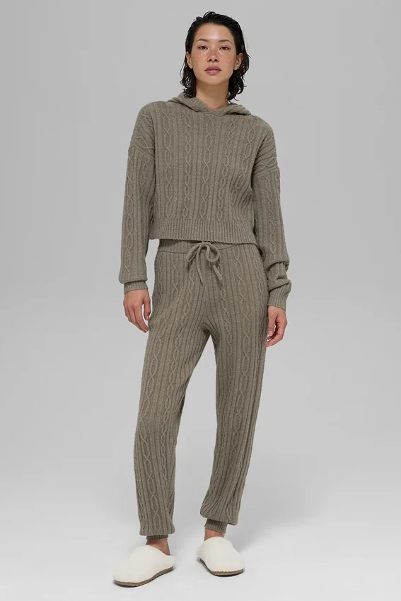 Cable Knit Winter Bliss-byxor – ljus kakao