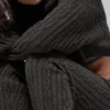 Cable Knit Winter Bliss-byxor – mörk melerad grå