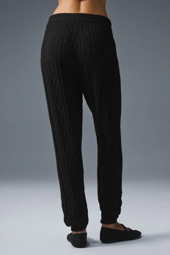 Cable Knit Winter Bliss-byxor – Svart