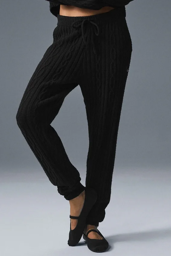Cable Knit Winter Bliss-byxor – Svart